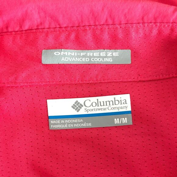 Columbia Wms Medium Omni Freeze PFG Pink Coral LS Outdoor Activity Shirt Hiking - Picture 2 of 11
